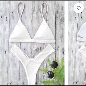 White high leg cheeky bikini